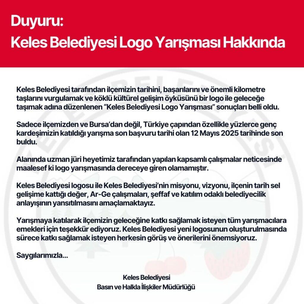 Keles Belediyesi Logo Yarışması dereceye giren olamadı