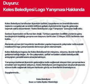 Keles Belediyesi Logo Yarışması sonuçları belli oldu, dereceye giren olamadı
